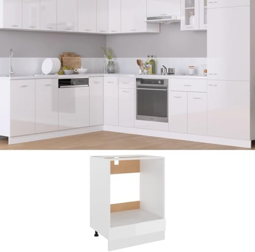 Hommdiy Herdumbauschrank Hochglanz-Weiß 60x46x81,5 cm Holzwerkstoff