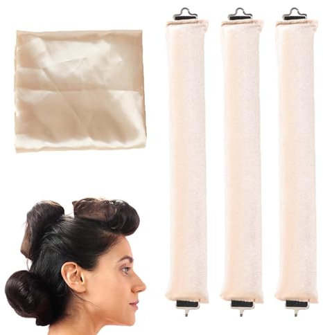 EnixwH 3 Stück Neu Lockenwickler Locken Ohne Hitze, Hair Curler No Heat, Lockenwickler Heatless Curls, Über Nacht Mit Haken, Wave Formers für Mittleres Langes Haar (Cremefarben)