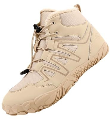 Mens Snowboots Winter Snow Booties Waterproof Shoes Faux Fur Warm Ankle Boots Comfortable Non-Slip Lightweight Boot Flats Sports Hiking Mens Snow Boots Size