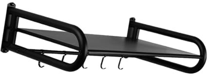 perfk Rejilla para Horno microondas, Rejilla para microondas, Rejilla de Montaje en Pared, Soporte de Acero Inoxidable para Horno microondas para el hogar, 40cm Negro