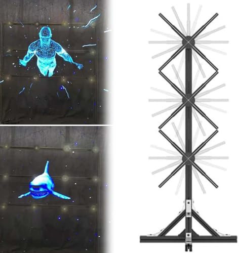 XDLYWUZIQ 3D-Hologramm-Ventilator, 50 cm, 3D-Hologramm-Projektor, 1x3-Videowand, Hologramm-Projektor-Werbedisplay Für Werbung, Ausstellung, Geschäft, Bar, Party