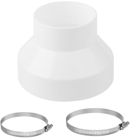 Amentalove Abluftschlauch Adapter 150 mm auf 100 mm, Reduzierstück Reduzierverbinder mit 2 Edelstahl Schlauchschelle, ABS Universal Reduzierstück für Lüftung Rundrohr Ventilation Lüftungskanal