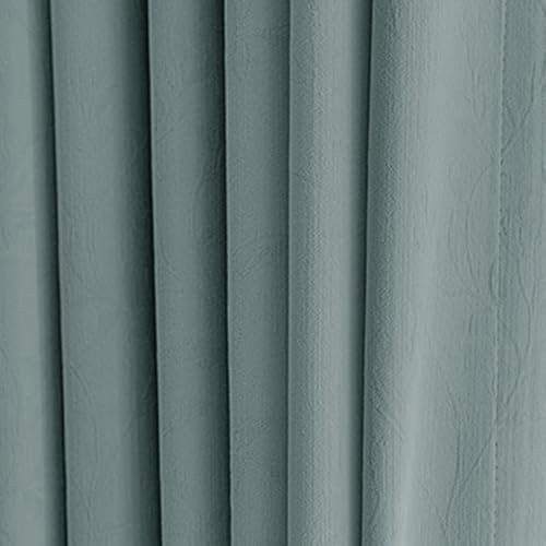 Dsnyu Gardine Küche, Gardinen Panel Blau Grün Volltonfarbe Polyester Vorhang für Schlafzimmer Wohnzimmer 2er Set 132x244cm BxH