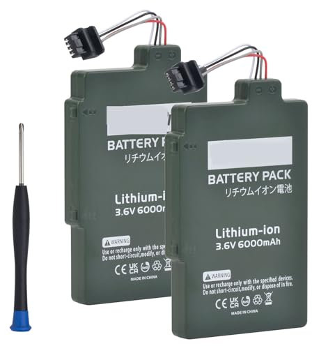 HOMEWQ Batterie Li-ION 6000mAh WUP-001 WUP-012, Compatible avec Nintendo Wii U, Manette de Jeu WUP-010, avec Outil(2 Battery)