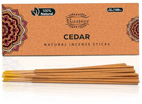 Raajsee Cedar Incense Sticks, 100%-Natural Charcoal Free Organic Non Toxic Clean Burning Handmade Insence Sticks 100 gm Pack, Meditation Gifts – Spritual Cleansing