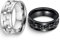 AMSNINK Fidget Ring für Erwachsene - Drehbarer Anti Stress Ring in Schwarz und Silber, Hochwertiger Edelstahl Spinner mit Rotationsmechanismus gegen Angst und Nervosität