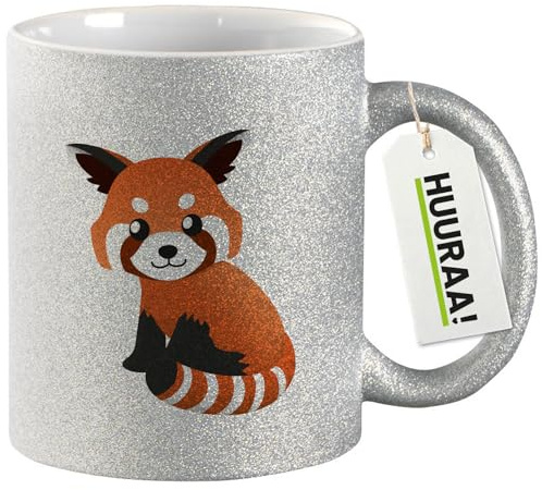 Huuraa Coffee Mug Red Panda Gift Mug Silver 330ml Red Panda Present