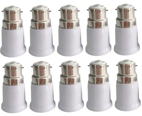 Veesper Adaptateurs de Douille d'ampoule B22 à E27 10pcs B22 à E27, Convertisseur résistant la Chaleur 2, 4 × 1, 4 Pouce 220V pour Les raccords de Lampe CFL, LED et Incandescence
