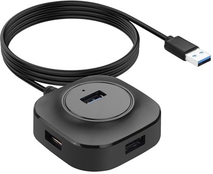 YACSEJAO Multi-Port USB Extender Splitter mit Kabel,4 Port USB 3,0 Hub für Maus,Tastatur,U Disk, Laptop,PC (1m/3,28ft)