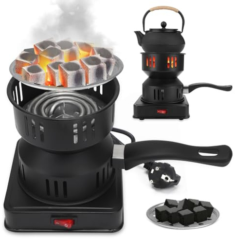 DASIAUTOEM Accenditore a carbone, griglia elettrica a carbone, 450-600 W, a carbone, con cavo lungo e maniglia, accensione a carbone, regalo