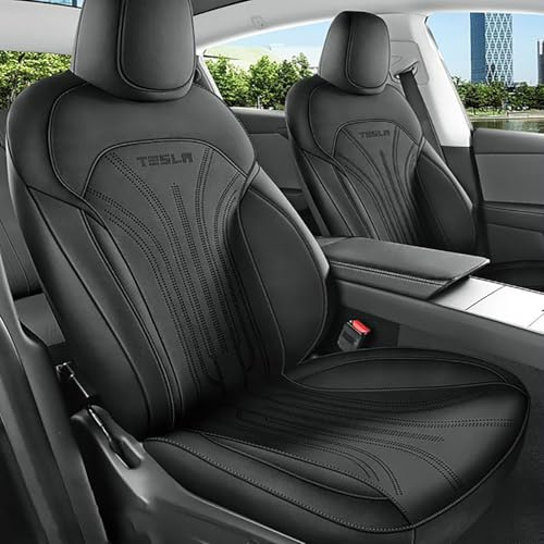 DWJLO Autositzüberzug für Tesla Model Y Juniper 2025 2026 Sitzbezügesets Custom Car Seat Cover Set Sitzbezüge Auflagen Zubehör,Blackstyle