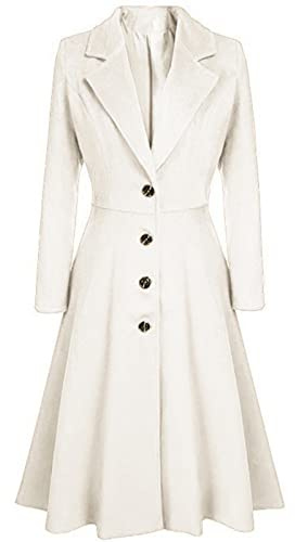 Ansenesna Wollmantel Damen Winter Lang Winterjacke Warm Wolle Wintermantel Elegant Tailliert Jacke Mantel Frauen A-Linie Vintage Wolljacke Knöpfe Damen-Mäntel Ohne Kapuze Trenchcoat