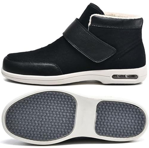 Genérico Zapatillas para Rehabilitación Sandalias Diabéticas Zapatos de Hombre para Ancianos con Pies Hinchados Zapatos de Terapia de Artritis Edema Zapatos Ortopédicos(Negro,43 EU)