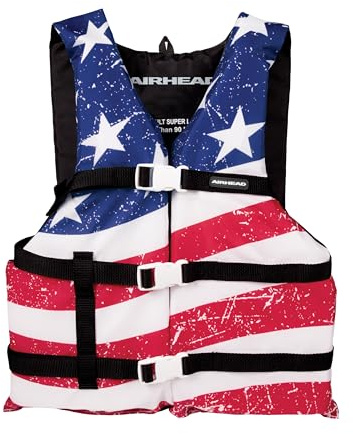 SPORTSTUFF Stars and Stripes Life Jacket, US Coast Guard Approved, Type III, Adult, Child, Youth Sizes