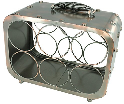 colourliving® Dekorativer Flaschenhalter Koffer aus Metall als Weinflaschenhalter oder Halter für Bierflaschen