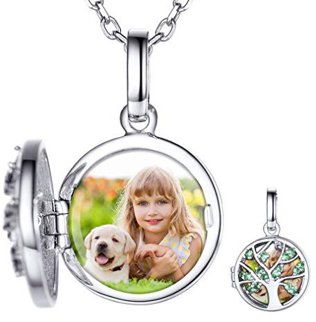 Custom4U Collier Pendentif Argent Arbre de Vie pour Femme avec Photo Dedans Personnalisable