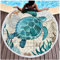 Blau Unterwasser Welt Rundes Strandtuch Badetuch Quaste 60 Zoll Decke Seestern Seetang Hai Schildkröte Tintenfisch Seepferdchen Teppich Tapisserie Wickelrock Saunatuch (Schildkröte)