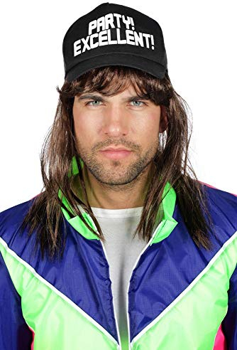 shoperama Party! Excellent! Basecap mit Haaren Kappe Mütze Hut Cap Herren Proll Assi 80er 90er Jahre JGA