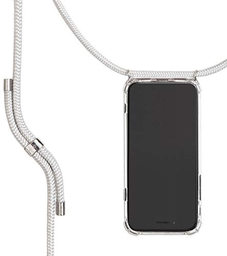 KNOK Handykette Kompatibel mit Apple iPhone 11 - Silikon Hülle mit Band - Handyhülle für Smartphone zum Umhängen - Transparent Case mit Schnur - Schutzhülle mit Kordel