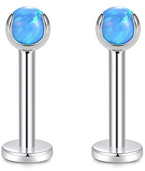 8mm 16G G23 Titan Opal Set Labret Tragus Knorpel Helix Lippenkörper Piercing Bolzen mit Innengewinde