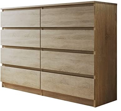 Kommode mit 8 Schubladen Malwa M8, Mehrzweckschrank, Diele, Flur, Anrichte, Sideboard, Highboard, Wohnzimmer, Esszimmer (Sonoma)