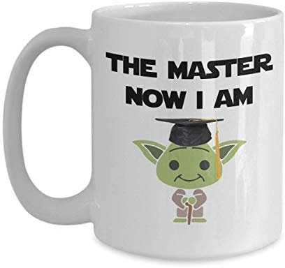 Regalos de graduación de maestría para él, divertidas tazas de graduación universitaria, taza de café The Master Now I Am