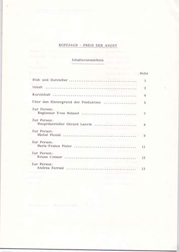 Kopfjagd - Preis der Angst - Gérard Lanvin - Yves Boisset - Presseheft