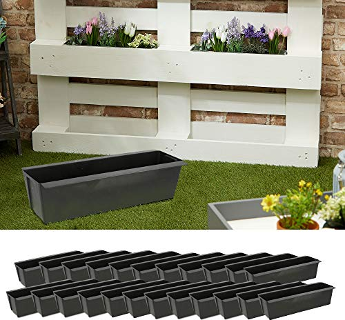 Jardinière compatible avec palettes européennes en plastique ou zinc.