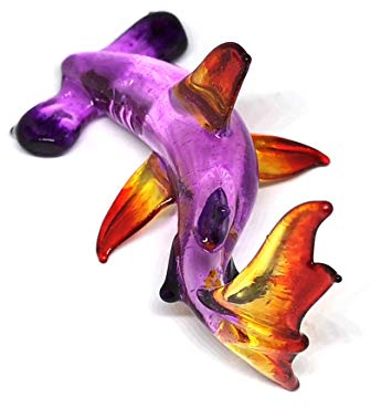 ZOOCRAFT Hammerhead Haifisch Figur Geblasenes Glas Sealife Sammlerstück Miniatur Aquarium Dekor 4,1 x 7,1 x 3,8 cm Lila