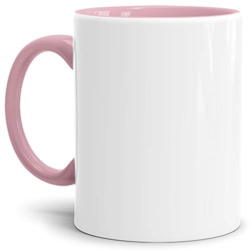 Tassendruck Sublimationstassen ohne Druck aus hochwertiger Keramik - Einzeln oder im Set - 4er Set Innen & Henkel Rosa, 300ml