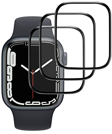 [3 Pack] Protector de Pantalla para Apple Watch Series 7 45mm, Weideworld Antihuellas Resistente Arañazos Película Cobertura Completa,Negro