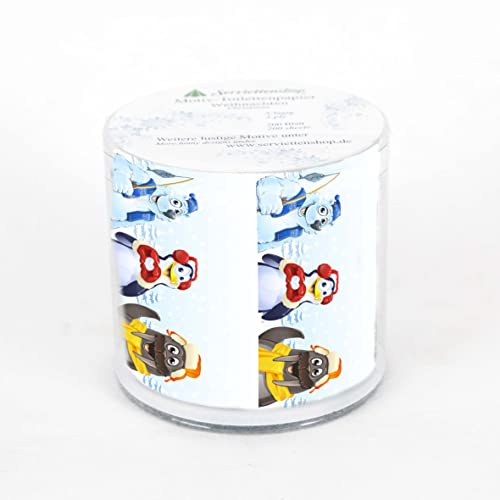 Toilettenpapier 1 Rolle Polar Friends | Pinguin | Eisbär | Walross| Tiere | Winter | Weihnachten | Geschenkartikel 33x33cm