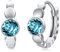 Ohrringe Geburtsstein Dezember 925 Sterling Silber Geburtsstein Klein Creolen Blau Zirkonia birthstone Hinged Klapp Creolen für Damen Kinder 10 mm