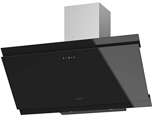 Oranier schwarze Kopffrei-Wandhaube 90 cm Kandia - breite Umluft-Dunstabzugshaube mit Edelstahl-Schacht Touch Control & Fernbedienung