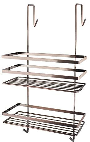 Succsale-Duschablage -Hängereg -BRUDUS 3-Duschregal ohne Bohren gerade Form-2 Stufig-zum Einhängen Duschwand-Edelstahl- Duschregal -Duschablage Badregal Duschkorb zum Hängen 2 Böden verschraubt-kupfer