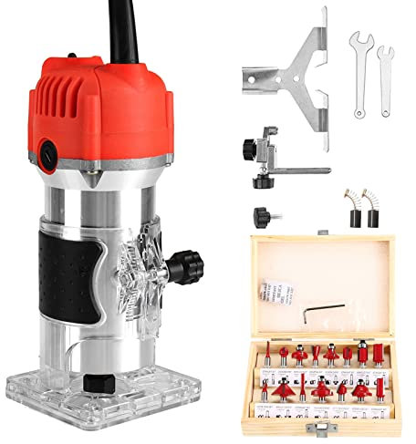 Fresadora Para Madera Eléctrica, Fresadora De Cantos De Una Mano Rebajadora Eléctrica Fresadora Para Máquina De Carpintería Herramienta Compacta Con 15 Piezas De Brocas De Enrutador