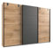 möbelando Kleiderschrank Malmö aus Spanplatte in Plankeneiche-Nachbildung mit Absetzungen in Graphit. Abmessungen (B/H/T) 270x210x65 cm