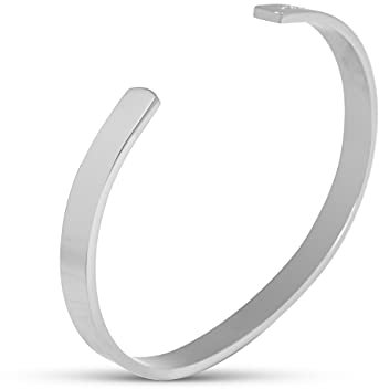 Sprezzi Fashion Herren-Armreif Edelstahl Modisch Fashion Armband aus massivem 316L Stahl robust größenverstellbare Armspange | Männer-Schmuck aus Deutschland (Silber, Edelstahl poliert)