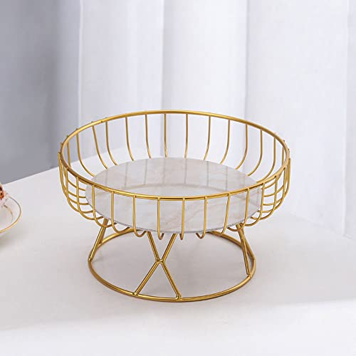 LANMOU Canasta de Frutas de metal, Moderno Dorado Frutero de Hueco Hierro para Decoración de Cocina Multiuso Fruteros de Cocina para Verduras y Pan Almacenamiento (S)