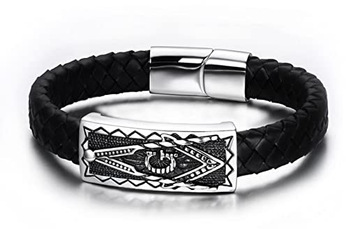 HCMA Coole Männer Schnalle echtes schwarzes Lederarmband Leder Freimaurer Freimaurer Armbänder Männer Schmuck