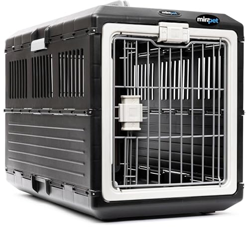 Mirapet Pet Carrier & Crate, 26.4 L x 15.3 W x 18.8 H - Collapsible for Medium Cats and Dogs, Portable Hard Plastic Wall Kennel for Indoor/Outdoor Use