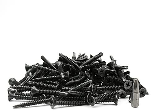 DOJA Barcelona | Tornillos Autotaladrantes con Punta PH2-25 | 100 Tornillo Cabeza Avellanada | Ø4,2x16mm DIN-7504P | Acero Cincado Negro | Tornillos Roscachapas, Tornillo Autotaladrante para Metal…