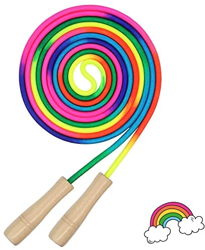 Springseil Kinder,Lange Springseil,5M Springseil für Mehrspieler,Springseil Sport,Springseil für Kinder Verstellbarer Holzgriff,für Jungen&Mädchen Outdoor Übungen,Ideal für Geburtstag Kindertag