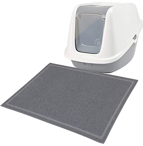 Sparpack XXXL Katzentoilette Nestor Giant Weiss-grau mit XXL Katzenstreumatte
