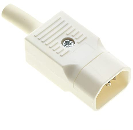 Rewireable C14 IEC Plug Connector, White, Straight - Power Socket Adapter Connector AC AC110 250V 10A 3 Pins Terminals Inline Male Panel Mount