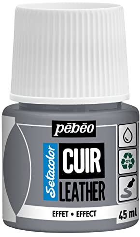 Pébéo - Setacolor Pelle - Vernice acrilica per pelle e similpelle - Personalizzazione di borse, scarpe, sneaker - Resistente a graffi, pieghe e abrasioni - Effetto metallo - Metallo argento - 45 ml
