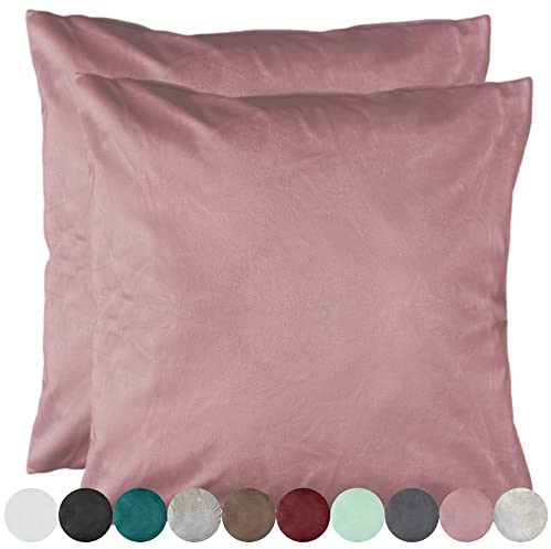 2er Pack Samt Kissenbezug Kissenhülle Set Sofakissen Samtkissen Dekorative Dekokissen Couchkissen Zierkissen Sofakissenbezug Kissen Bezug Hülle Bezüge Wohnzimmer (50x50cm, Altrose)