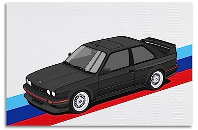 LADV Vintage-Sportwagen-Poster für BMW E30 M3, dekoratives Gemälde, Leinwand, Wandkunst, Bild, 30 x 45 cm