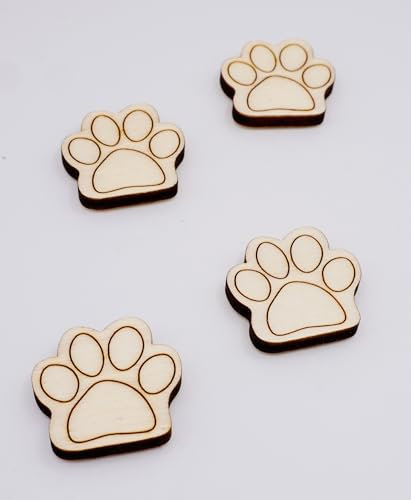 4 Pcs Paw print gift wooden novelty fridge magnets - natural wood - with strong magnets - animal tracks
