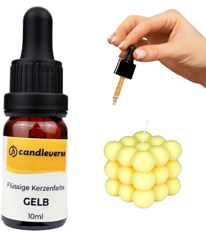 Candleverse Premium Flüssige Kerzenfarbe [Gelb] | Hochkonzentrierte Farbe für DIY Kerzenherstellung | 10ml Flasche